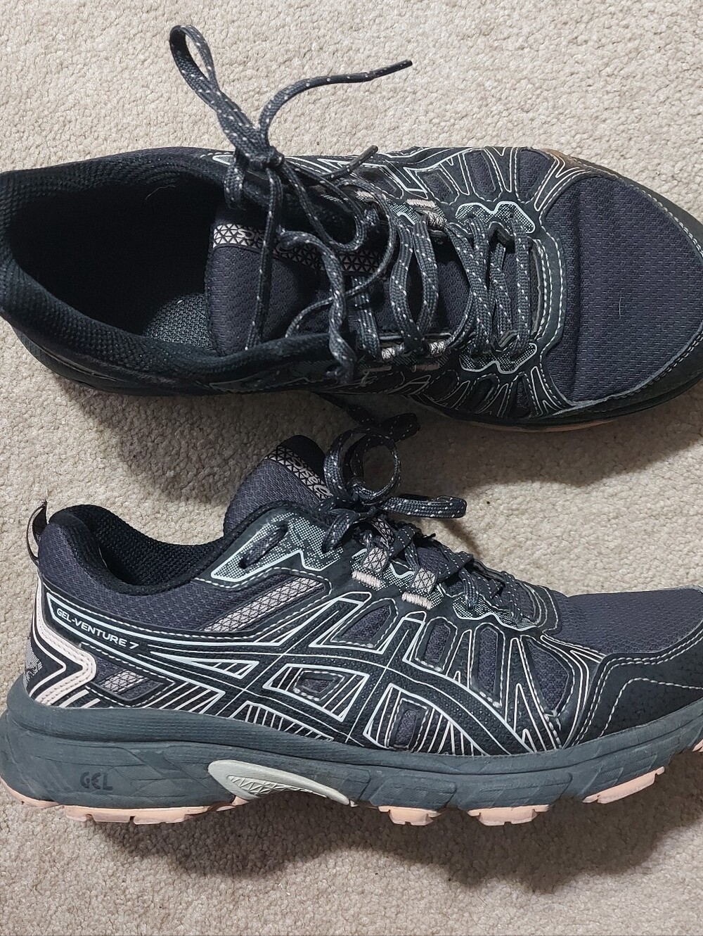 ASICS Gel Venture 7 Womens 9.5 Black Running Trail Sneakers 1012B041